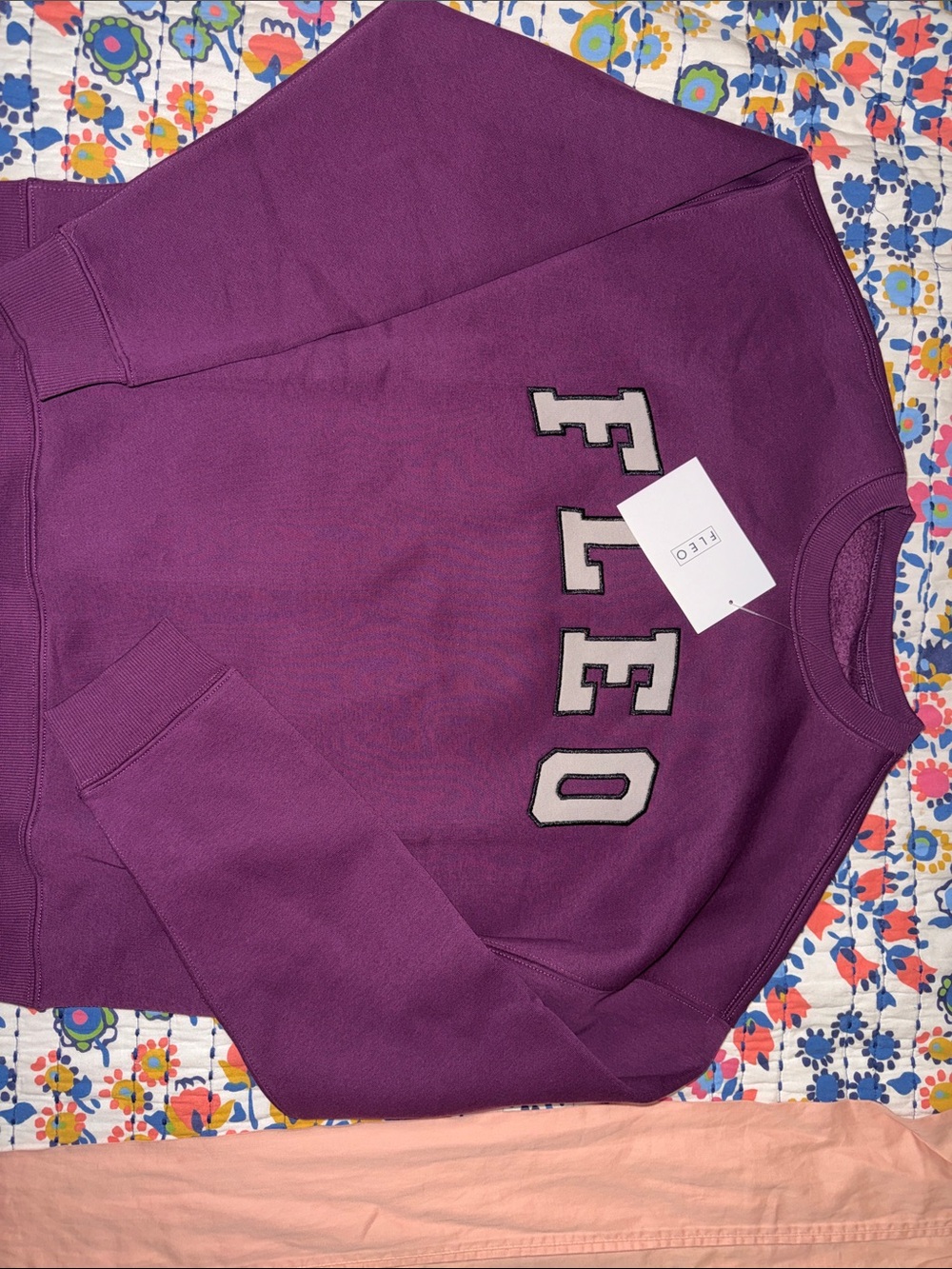 Fleo Kids Deep Purple Sweatshirt with Cream Lettering
